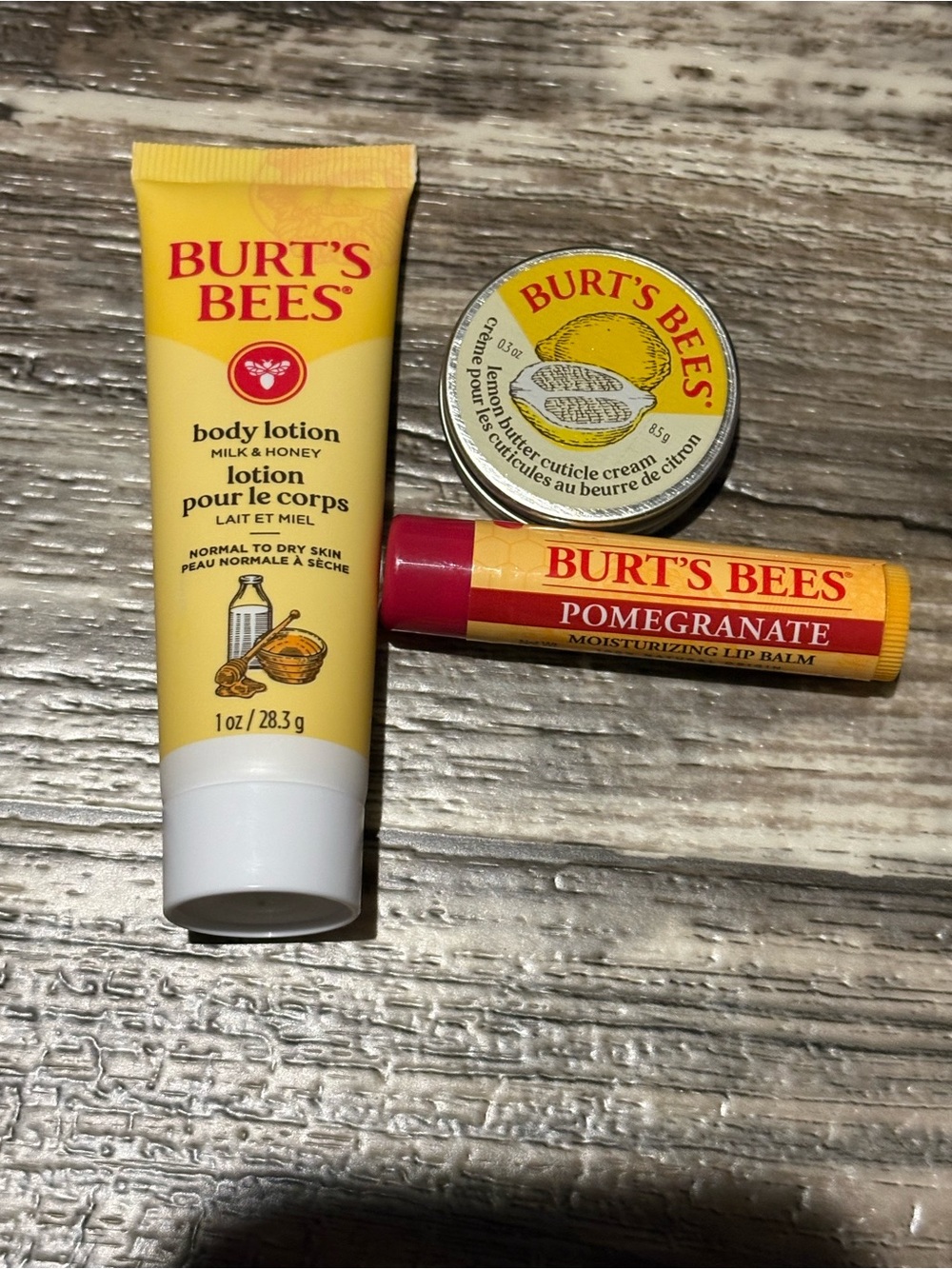Burt's Bees Bundle - Body Lotion, Lip Balm, Cuticle Cream